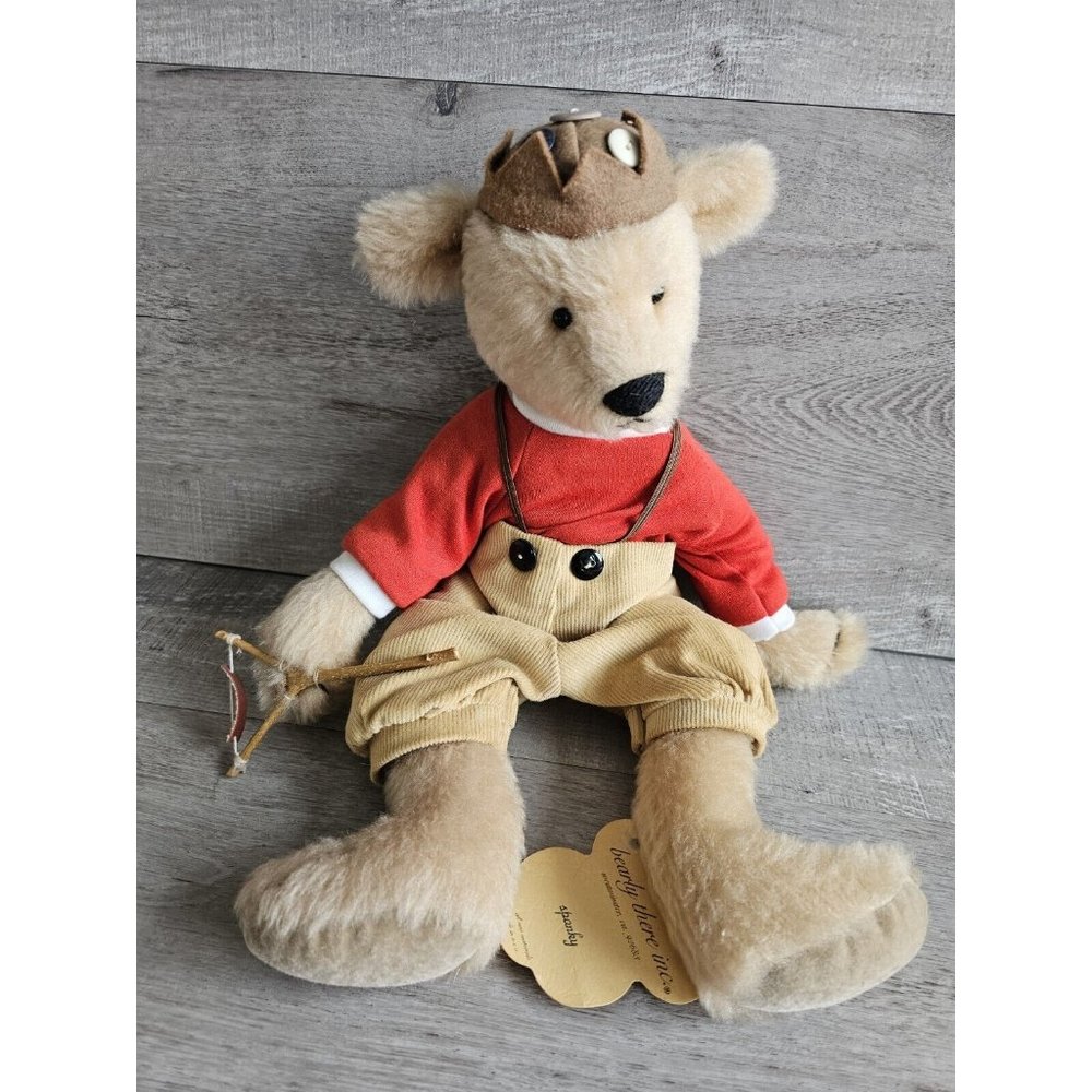 Vtg Bearly There Spanky 16" Weighted Jointed Teddy Bear Slingshot w Tags!